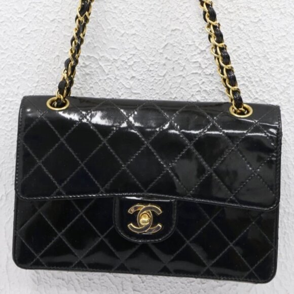 Chanel Quilted Patent Leather CC Square Flap Bag - Picture 1 of 15